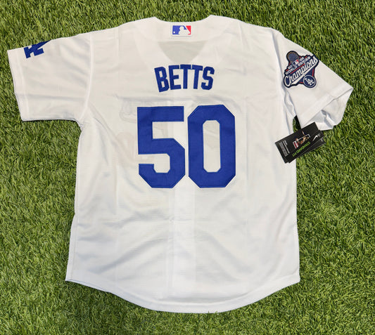 Mookie Betts Dodgers Jersey - 2025 Champions Patch - White