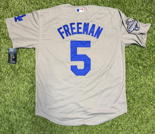 Freddie Freeman Dodgers Jersey - 2025 Champions Patch - Gray
