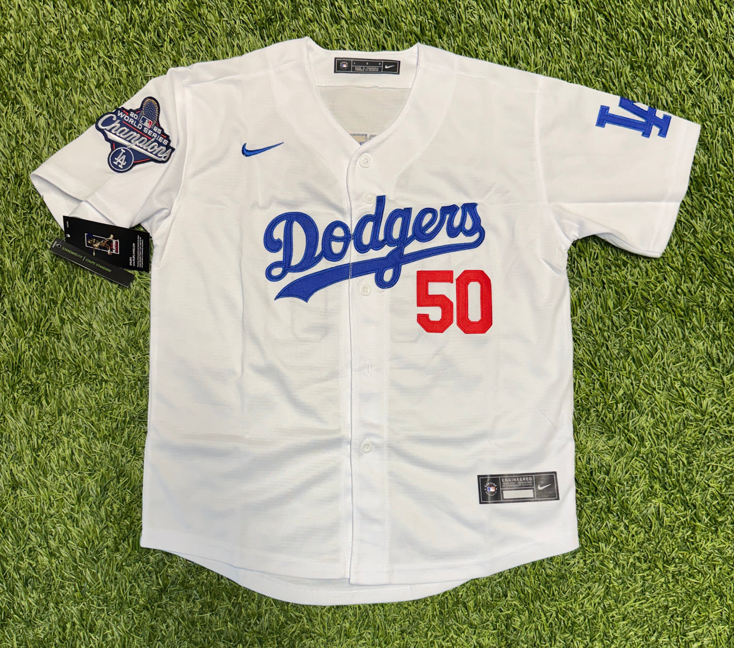 Mookie Betts Dodgers Jersey - 2025 Champions Patch - White